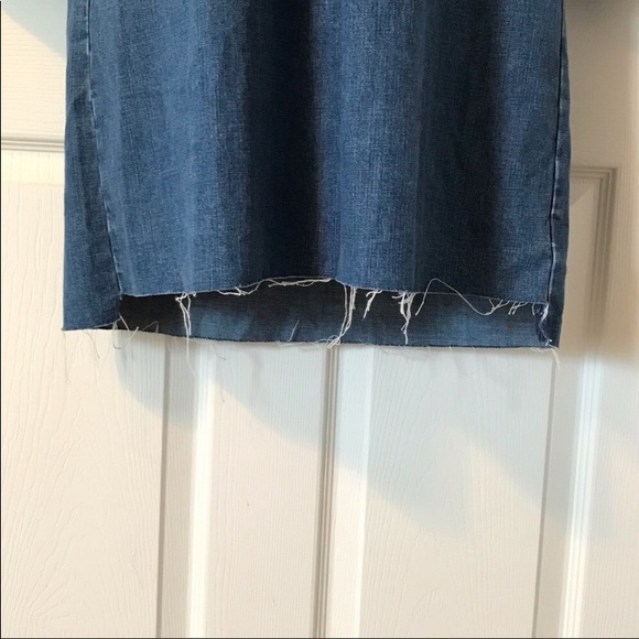 Lucky Brand Denim Long Sleeve Raw Hem V-Neck Dress - Picture 5 of 8